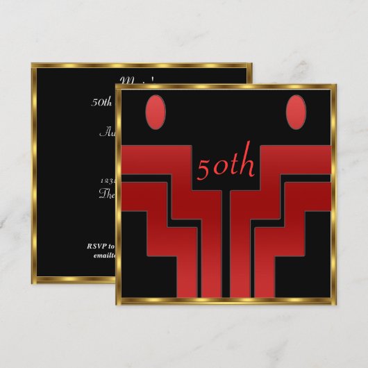 誕生日パーティー ブラック エディション 招待状 (正面/裏面)