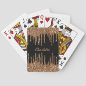 誕生日パーティー ブラック ゴールド グリッター ドリップ モノグラム トランプ (裏面)