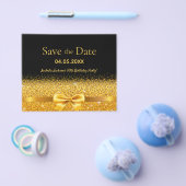 誕生日パーティー ブラック ゴールド リボン 予算 予定日を保存する チラシ (シングル)