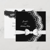 誕生日パーティー ブラック ホワイト ダイヤモンド イメージ 招待状 (正面/裏面)