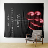 誕生日パーティー ブラック レッド風船 名前 タペストリー (インサイチュ(横))