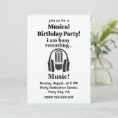 誕生日パーティー マイク ヘッドホン 音楽 招待状 (スタンド正面)