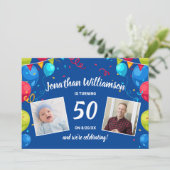 誕生日パーティー(メール送信)カードフォトコラージュ 招待状 (スタンド正面)