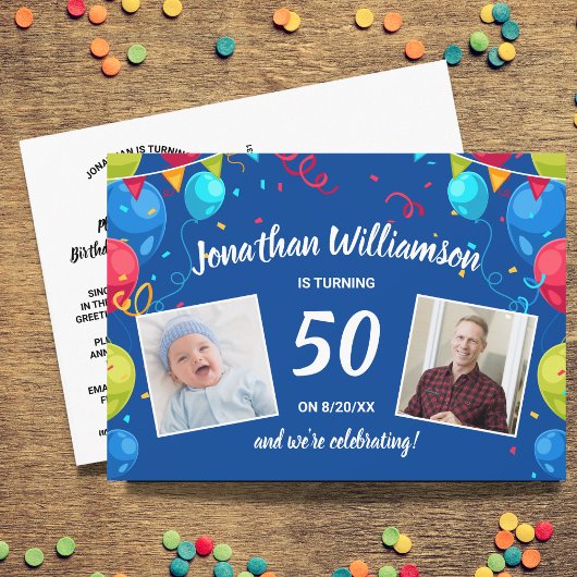 誕生日パーティー(メール送信)カードフォトコラージュ 招待状