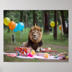 誕生日パーティー ライオン フォトグラフィー 背景 ポスター