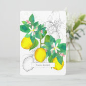 誕生日パーティー レモン シトラス 水彩 フルーツ 招待状 (スタンド正面)