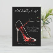 誕生日パーティー – ワインとスティレット 招待状 (スタンド正面)