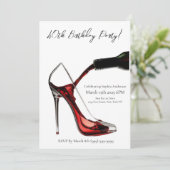 誕生日パーティー – ワインとスティレット 招待状 (スタンド正面)