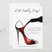 誕生日パーティー – ワインとスティレット 招待状 (正面/裏面)