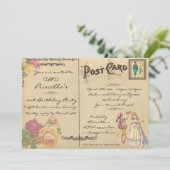 誕生日パーティー,ヴィンテージ,古い葉書スタイル,スクリプト 招待状 (スタンド正面)