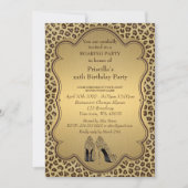 誕生日パーティー，任意の年齢，チータハイヒール靴 招待状 (正面)