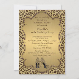 誕生日パーティー，任意の年齢，チータハイヒール靴 招待状