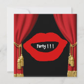 誕生日パーティー 大きな唇のカーテン 招待状 (正面)