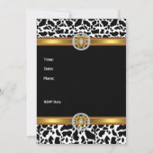 誕生日パーティー 招待状 動物 牛 ゴールド ジュエリー (裏面)