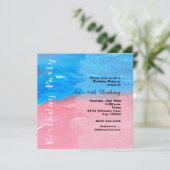 誕生日パーティー 水彩 ブルー＆ピンクの招待状 招待状 (スタンド正面)
