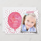 誕生日パーティー 水彩 | 招待状 女の子 (正面)