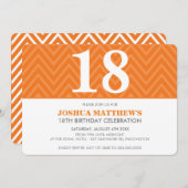 誕生日パーティー 現代的 シンプル 大胆 オレンジ 招待状 (正面/裏面)