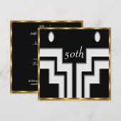 誕生日パーティー 白 黒 招待状 (正面/裏面)