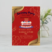 誕生日パーティー 箔招待状 (立ち正面)