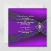 誕生日パーティー 紫 銀の宝石 招待状 (裏面)