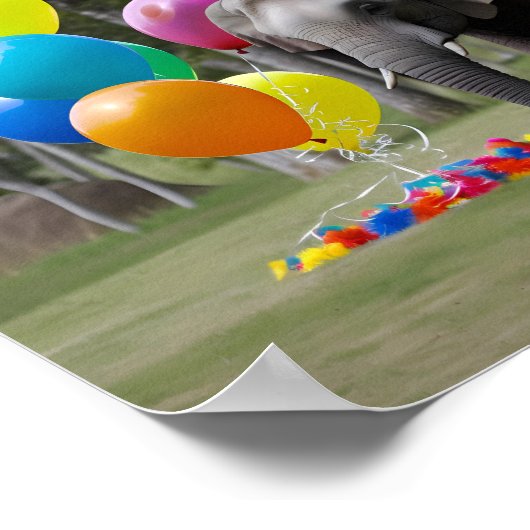 誕生日パーティー 象の写真撮影用背景 ポスター (角)