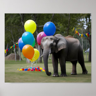 誕生日パーティー 象の写真撮影 背景 ポスター