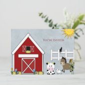 誕生日パーティー,農場,牛,馬,国,カスタム 招待状 (スタンド正面)
