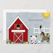 誕生日パーティー,農場,牛,馬,国,カスタム 招待状 (正面/裏面)