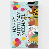 誕生日パーティー |野生動物おもしろいバナー 横断幕 (縦)