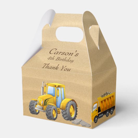 誕生日パーティー、黄色の建築トラック フェイバーボックス (正面サイド)