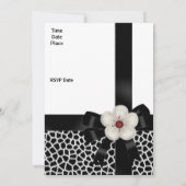 誕生日パーティー 黒 白 リボン 招待状 (裏面)