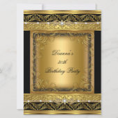 誕生日パーティー 30歳 ゴールド ブラックダイヤモンド メタリック 招待状 (正面)