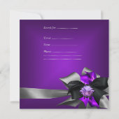 誕生日パーティー 30歳 ゼブラ 紫 黒 銀 グレー 招待状 (裏面)