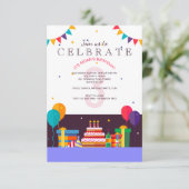 誕生日パーティー「3」招待状 招待状 (スタンド正面)