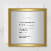 誕生日パーティー 40歳 エレガント シルバー ゴールド 招待状 (裏面)