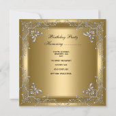 誕生日パーティー 40歳 ゴールド シルバー ブラック グレー 招待状 (裏面)