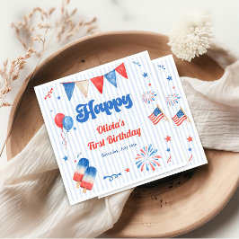 誕生日パーティー - 7月4日 ナプキン スタンダードカクテルナプキン