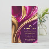 誕生日パーティー – It'sパーティー時間抽象芸術フローアート –  招待状 (スタンド正面)