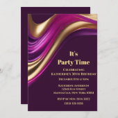 誕生日パーティー – It'sパーティー時間抽象芸術フローアート –  招待状 (正面/裏面)