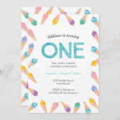 誕生日パーティー | Rainbow Ice Creamのご招待 招待状 (正面/裏面)