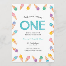 誕生日パーティー | Rainbow Ice Creamのご招待 招待状