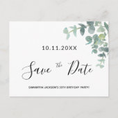 誕生日パーティーeucaluptus緑の日を保存 ポストカード (正面)