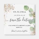 誕生日パーティーeucalyptus金ゴールド日付を保存 マグネット (正面)