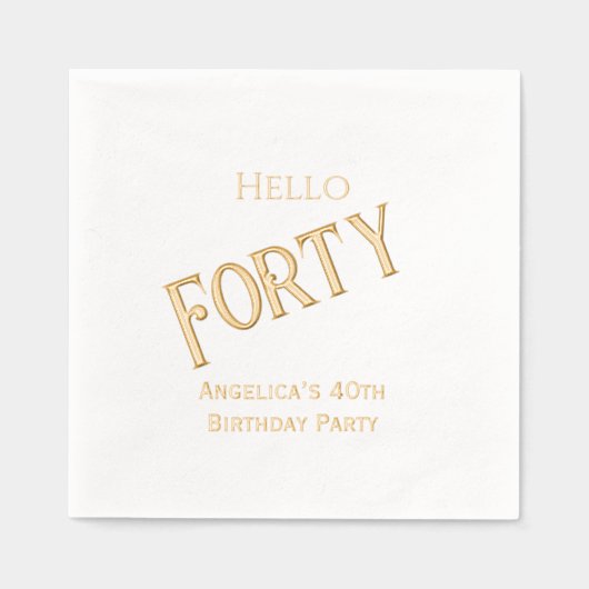 誕生日パーティーHello Fotyあなたの年齢を記入#2 箔ナプキン (正面)