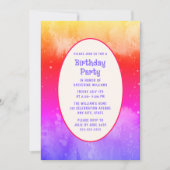 誕生日パーティ招待状テンプレート任意の年齢カラフル 招待状 (正面)