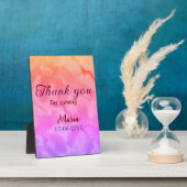 誕生日パーティ来ーの名前の追加日に感謝 フォトプラーク (側面)