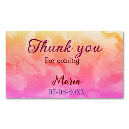 誕生日パーティ来ーの名前の追加日に感謝 マグネット名刺 (正面)