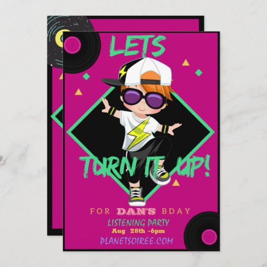 誕生日パーティ違うーの招待カードを表示する 招待状 (正面/裏面)