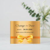 誕生日パーティ金ゴールドの日付の変更 ポストカード (スタンド正面)