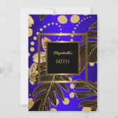 誕生日パーティ金ゴールド王室のブルーフローラ 招待状 (裏面)